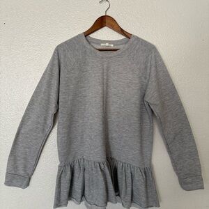 Anthropologie Pure + Good Crewneck Long sleeve Ruffle Sweatshirt Women's Size XL
